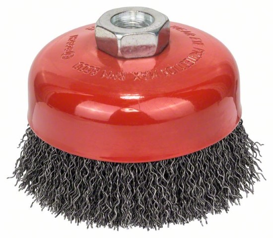 CUP BRUSHES - CRIMPED WIRE100 MM 0.5 MM THICK WIRE THREAD M14